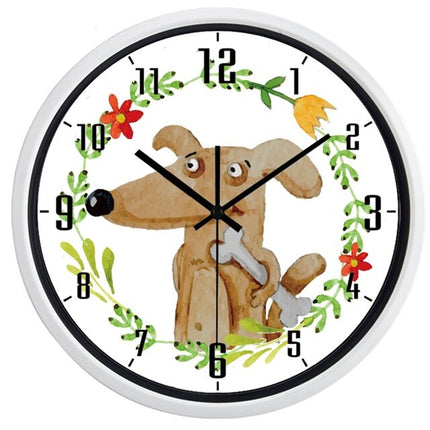 Väggklocka för barn med tecknad mops