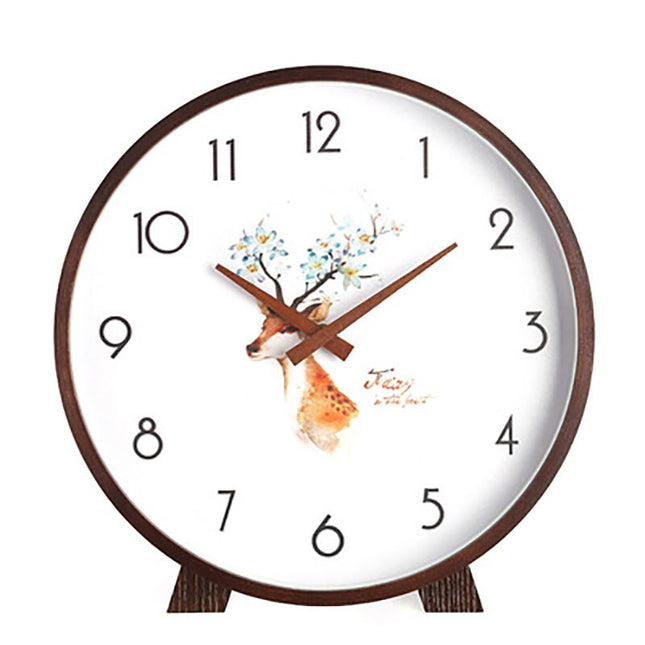 Minimalistisk rund bordsklocka i trä