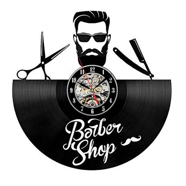 Barbershop vinyl väggklocka för salong