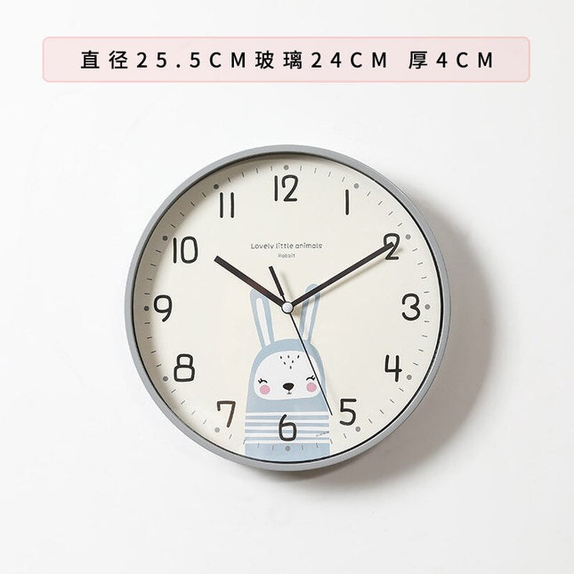 Rund väggklocka med kanin för barn