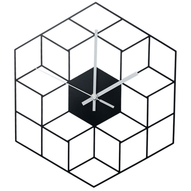 Geometrisk Väggklocka i Metall Hexagon