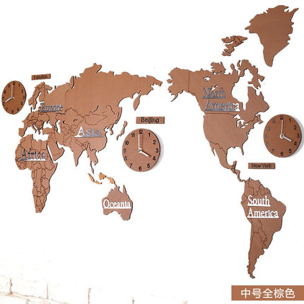 Stor väggklocka världskarta med tidszoner