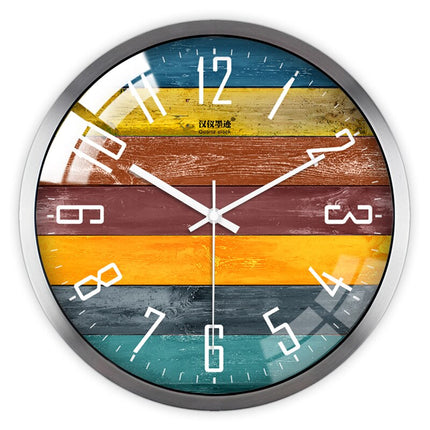 Färgglad Väggklocka med Träplankor Design