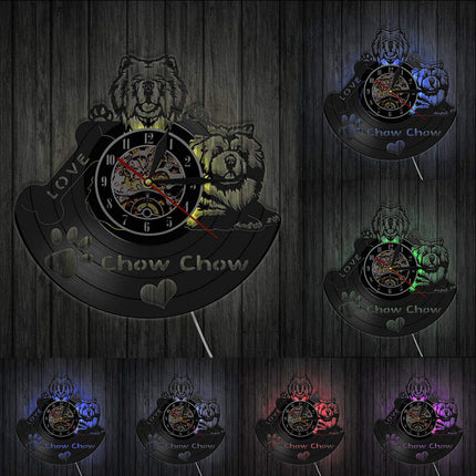 Unik vinylklocka med Chow Chow hund