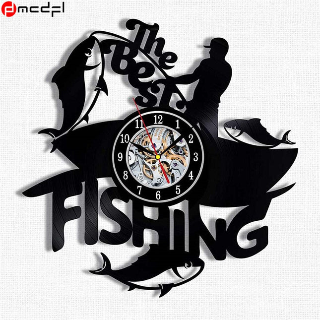 Vinylklocka med fiskemotiv för vägg