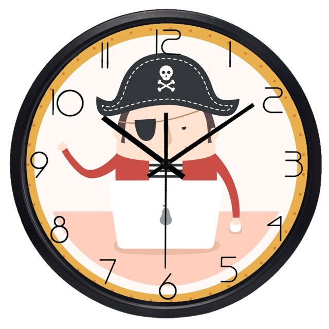 Väggklocka för barn med tecknad mops