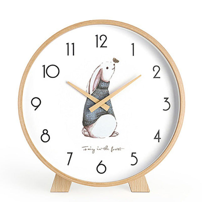 Minimalistisk rund bordsklocka i trä