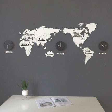 Stor väggklocka världskarta med tidszoner