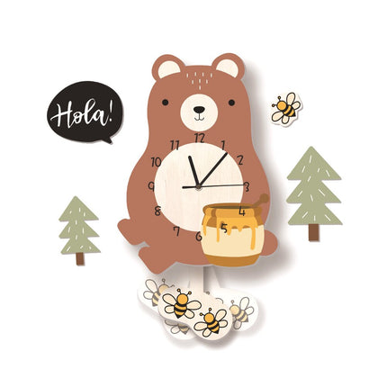 Väggklocka för barn med flamingo motiv