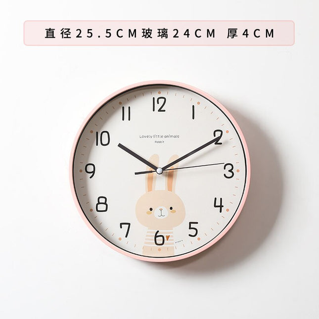 Rund väggklocka med kanin för barn