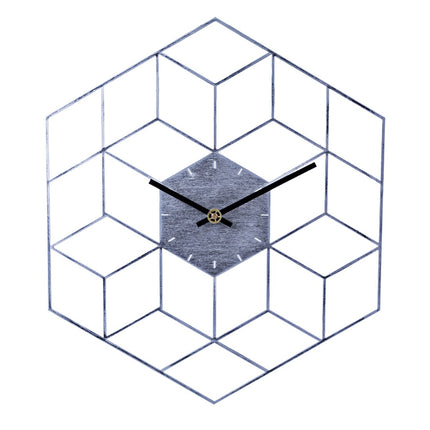 Geometrisk Väggklocka i Metall Hexagon