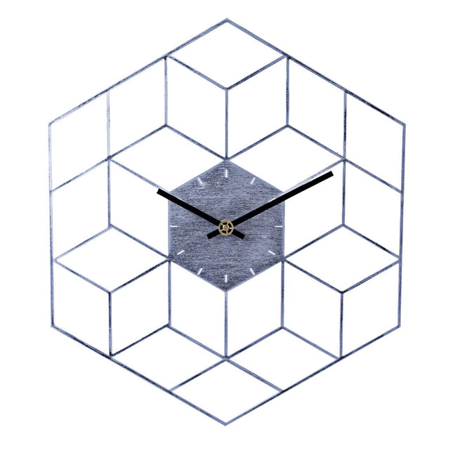 Geometrisk Väggklocka i Metall Hexagon