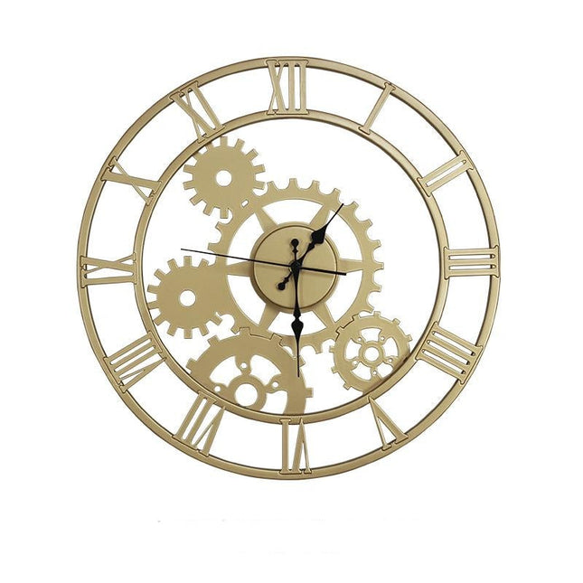 Stor gyllene väggklocka i metall