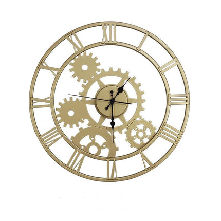 Stor gyllene väggklocka i metall