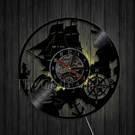 Vinylklocka med ankare marint tema