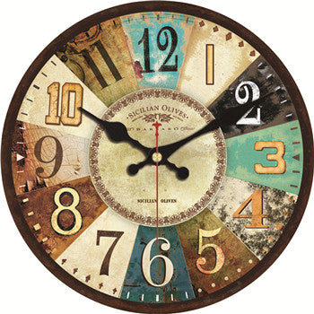 Retro väggklocka i trä för köket