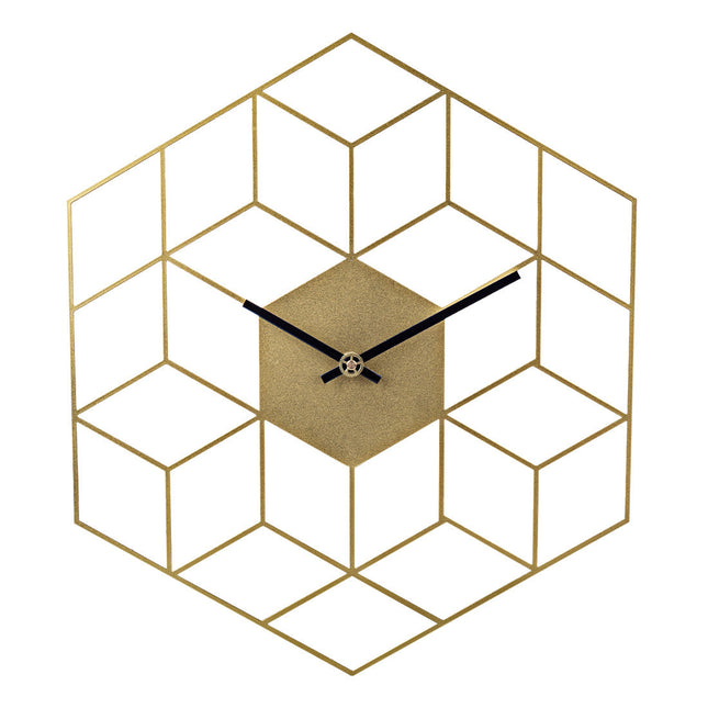 Geometrisk Väggklocka i Metall Hexagon