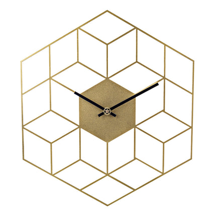Geometrisk Väggklocka i Metall Hexagon