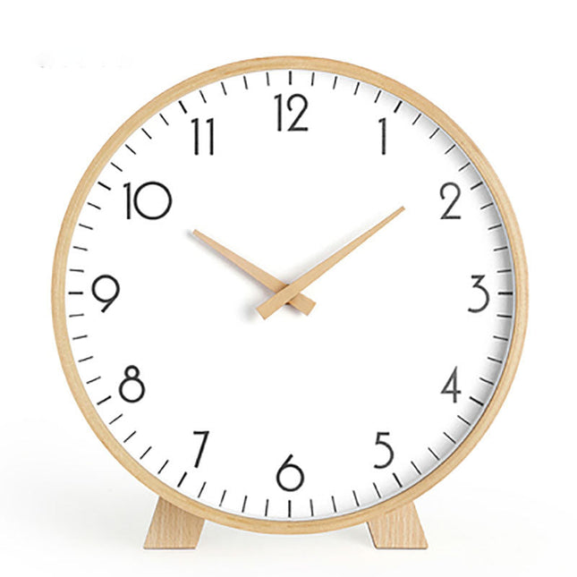 Minimalistisk rund bordsklocka i trä
