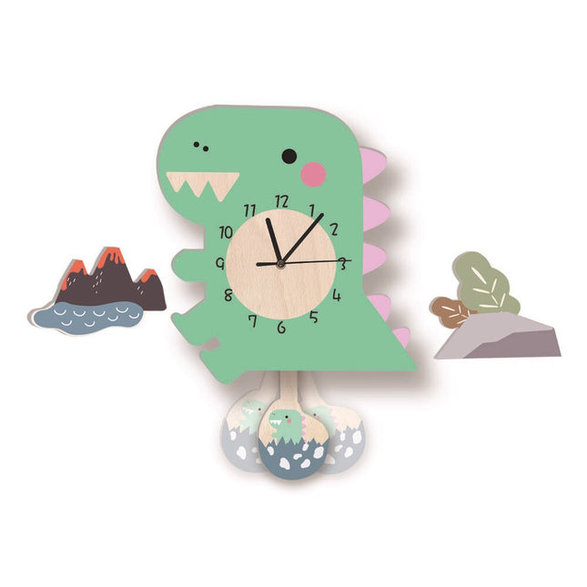 Väggklocka för barn med flamingo motiv