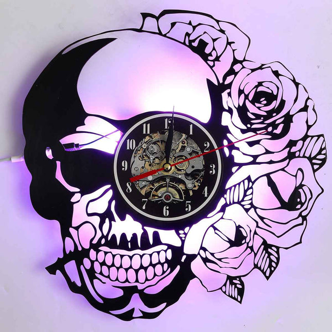 Vinylklocka med dödskalle i steampunk-stil