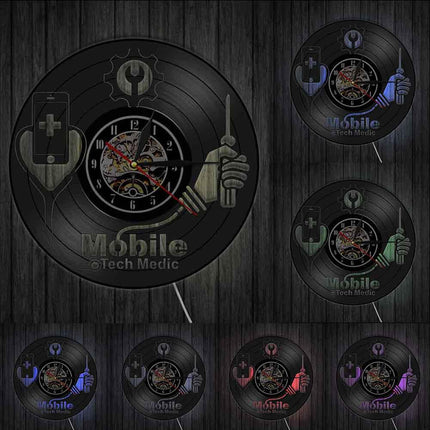 Vinylklocka med medicin och teknik motiv