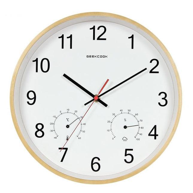 Väggklocka med termometer och hygrometer