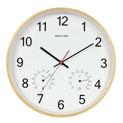 Väggklocka med termometer och hygrometer