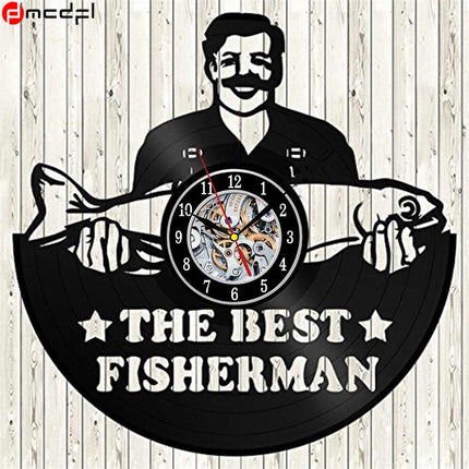 Vinylklocka med fiskemotiv för vägg