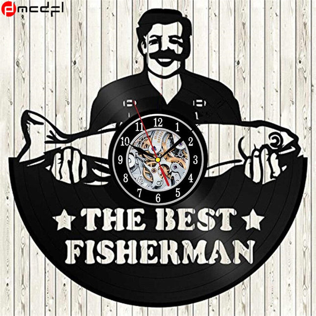 Vinylklocka med fiskemotiv för vägg