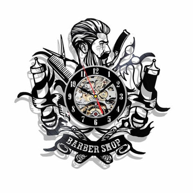 Barbershop vinyl väggklocka för salong