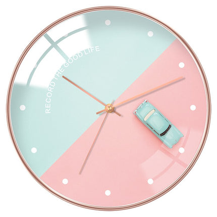 Modern Väggklocka Tvåfärgad Trä Design