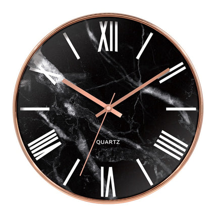 Väggklocka marmor med roséguld ram