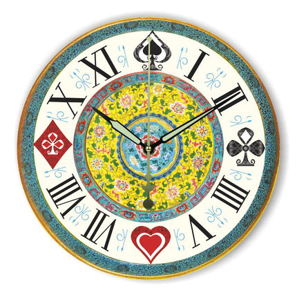 Dekorativ väggklocka med spelkortsmotiv