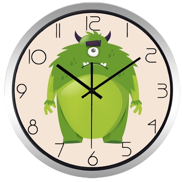 Väggklocka för barn med tecknad mops