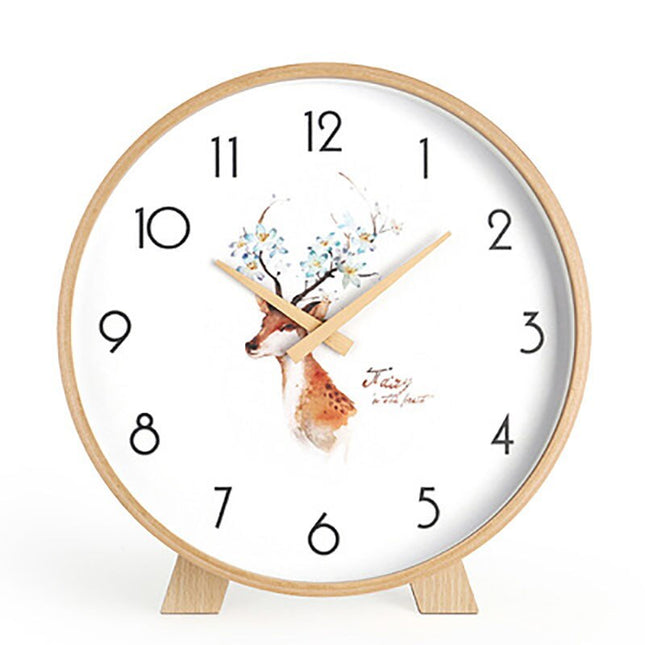 Minimalistisk rund bordsklocka i trä