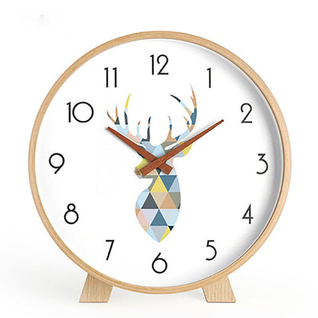 Minimalistisk rund bordsklocka i trä