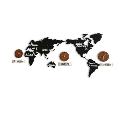 Stor väggklocka världskarta med tidszoner