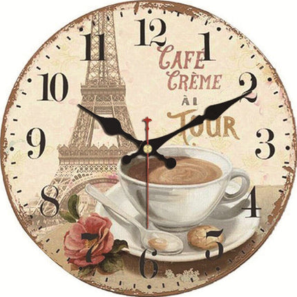 Väggklocka med romantiskt Paris café