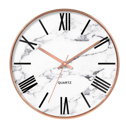 Väggklocka marmor med roséguld ram