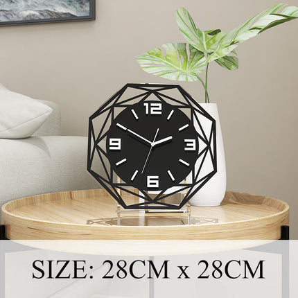 Geometrisk bordsklocka i svart metall