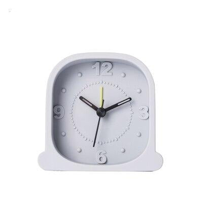 Tyst analog väckarklocka i vit
