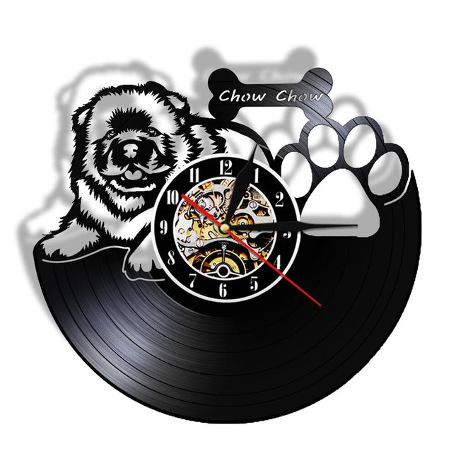 Unik vinylklocka med Chow Chow hund