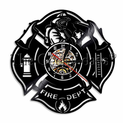 Väggklocka i vinyl med brandman motiv