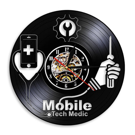 Vinylklocka med medicin och teknik motiv