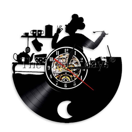 Vinyl väggklocka med kock för köket