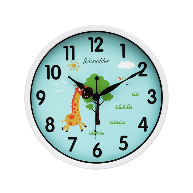 Rund väggklocka med giraff för barn
