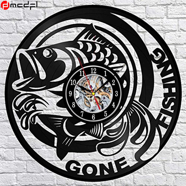 Vinylklocka med fiskemotiv för vägg