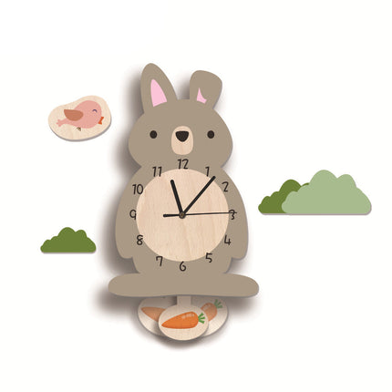 Väggklocka för barn med flamingo motiv