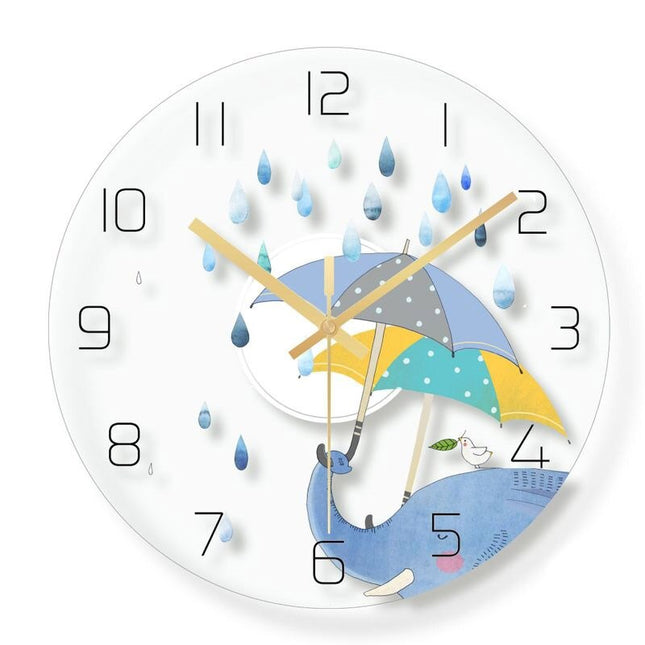 Rolig väggklocka för barnrum räv